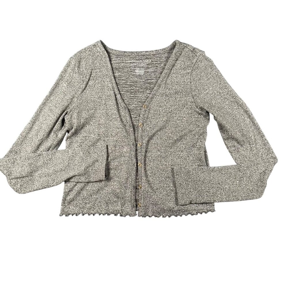 American Eagle XS Soft & Sexy‎ Plus Heather Gray Cropped Long Sleeve Sweater